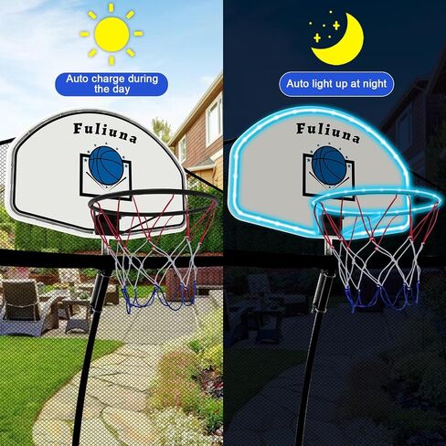 Trampoline Basketball Hoop, Easy to Install Basketball Hoop for Trampoline with Mini Ball and Pump, Basketball Hoop with Protective Net Fit for 25mm Straight Pole and Curved Pole Trampoline in Saudi Arabia