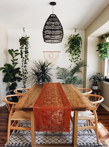 Elephant Design Table Runner 60 x 16 Inches Silk Decorative Ethnic Kitchen Table Cloth for Wedding Bridal Birthday Party Orange 1 in Saudi Arabia