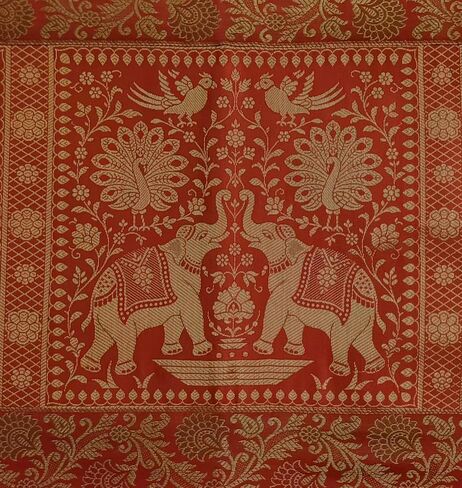 Elephant Design Table Runner 60 x 16 Inches Silk Decorative Ethnic Kitchen Table Cloth for Wedding Bridal Birthday Party Orange 1 in Saudi Arabia
