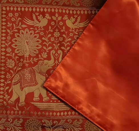 Elephant Design Table Runner 60 x 16 Inches Silk Decorative Ethnic Kitchen Table Cloth for Wedding Bridal Birthday Party Orange 1 in Saudi Arabia