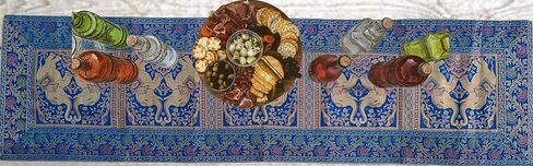 مفرش طاولة بتصميم فيل مقاس 60 × 16 بوصة مزخرف بالحرير لطاولة المطبخ العرقية لحفلات الزفاف وحفلات أعياد الميلاد باللون البرتقالي 1 in Kuwait