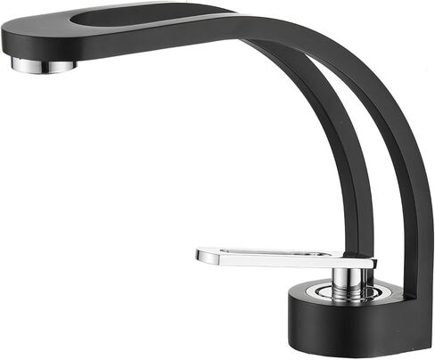 Matte Black Bathroom Faucet Modern Unique Design, SHUNLI Single Hole Bathroom Sink Faucet, Contemporary Black Bathroom Faucet for Sink, Solid Brass in Saudi Arabia