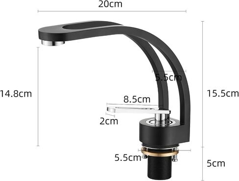 Matte Black Bathroom Faucet Modern Unique Design, SHUNLI Single Hole Bathroom Sink Faucet, Contemporary Black Bathroom Faucet for Sink, Solid Brass in Saudi Arabia