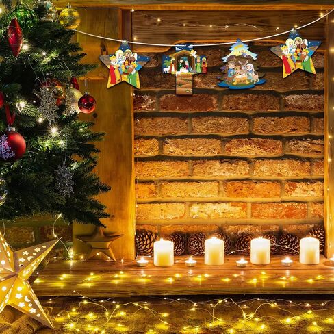 Outus 24 Sets Religious Crafts Nativity Stickers Make a Nativity Scene Sticker Ornament Christmas Tree Hanging Decorations Christian Craft Kits for Holy Night Religious Party Jesus in Saudi Arabia