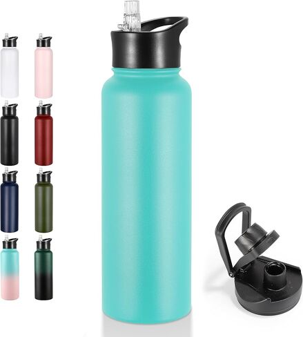 24oz Insulated Water Bottle with Straw Lid, Stainless Steel Metal Water Bottle with Straw & Wide Mouth Lid, Double Wall Vacuum Water Bottle for Hiking Camping, Lavender 4 Pack in Saudi Arabia