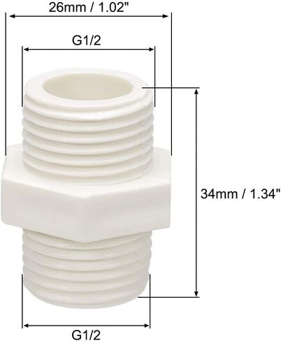 uxcell PVC Pipe Fitting Hex Nipple G1/2 X G1/2 Male Thread Adapter Connector 5pcs in Saudi Arabia
