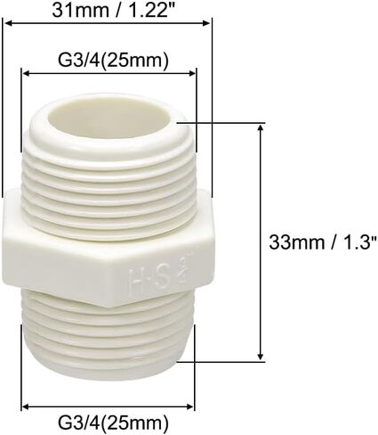 uxcell PVC Pipe Fitting Hex Nipple G1/2 X G1/2 Male Thread Adapter Connector 5pcs in Saudi Arabia