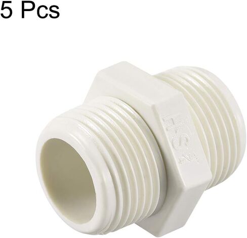 uxcell PVC Pipe Fitting Hex Nipple G1/2 X G1/2 Male Thread Adapter Connector 5pcs in Saudi Arabia