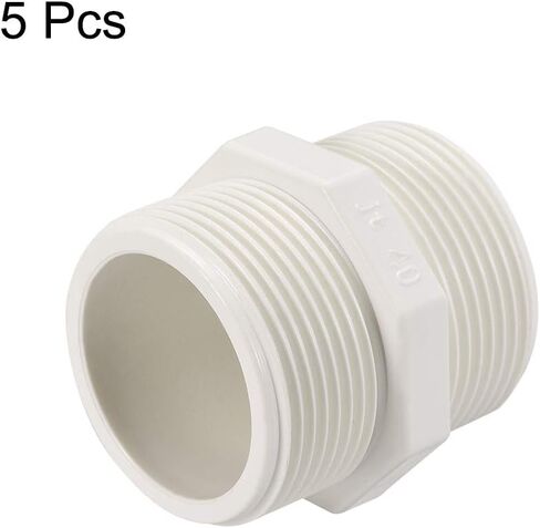 uxcell PVC Pipe Fitting Hex Nipple G1/2 X G1/2 Male Thread Adapter Connector 5pcs in Saudi Arabia