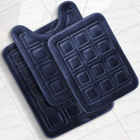 Clara Clark Bathroom Rugs, Velvet Memory Foam Bath Mat, Non-Slip Bath Rugs, Machine Wash, Dries Quickly, Ultra Soft Plush Bath Mats for Bathroom, Tiled - Gray in Kuwait