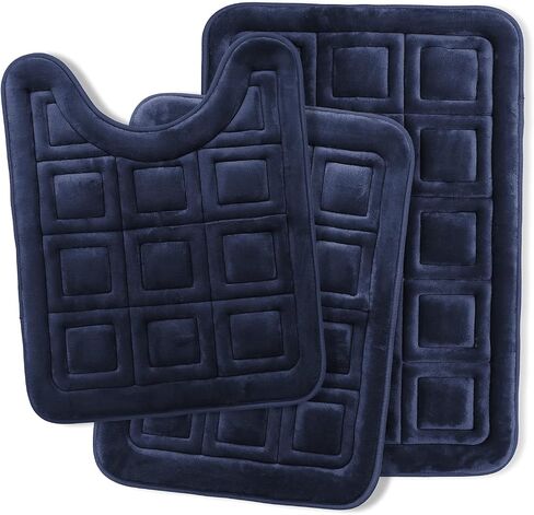 Clara Clark Bathroom Rugs, Velvet Memory Foam Bath Mat, Non-Slip Bath Rugs, Machine Wash, Dries Quickly, Ultra Soft Plush Bath Mats for Bathroom, Tiled - Gray in Kuwait
