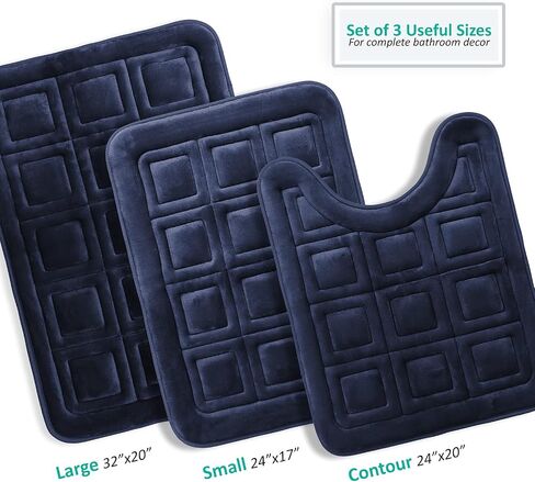 Clara Clark Bathroom Rugs, Velvet Memory Foam Bath Mat, Non-Slip Bath Rugs, Machine Wash, Dries Quickly, Ultra Soft Plush Bath Mats for Bathroom, Tiled - Gray in Kuwait