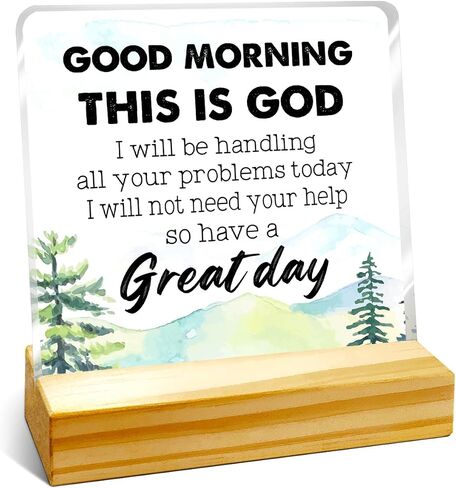 Good Morning This Is God I Will Be Handling Desk Decor,Christian Desk Decoration,Religious Desk Decor,Acrylic Scripture Plaque,Bible Verse Acrylic Plaque,Spiritual Gifts for Christians in Saudi Arabia