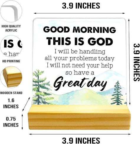 Good Morning This Is God I Will Be Handling Desk Decor,Christian Desk Decoration,Religious Desk Decor,Acrylic Scripture Plaque,Bible Verse Acrylic Plaque,Spiritual Gifts for Christians in Saudi Arabia