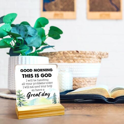 Good Morning This Is God I Will Be Handling Desk Decor,Christian Desk Decoration,Religious Desk Decor,Acrylic Scripture Plaque,Bible Verse Acrylic Plaque,Spiritual Gifts for Christians in Saudi Arabia