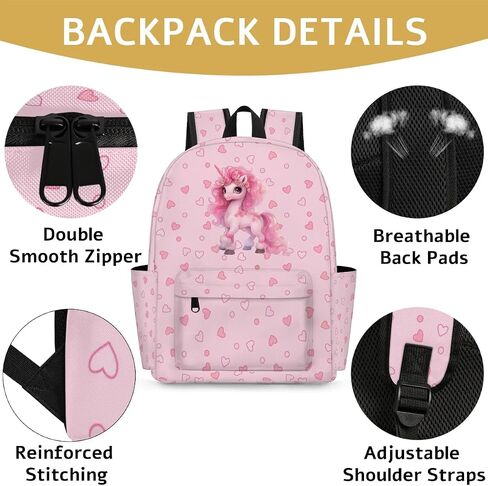 Toddler Backpack for Age 3 to 6 Years Old, Kids Backpack 15 inch School Bag for Preschool or Kindergarten, Cute Unicorn Pink Flower in Saudi Arabia
