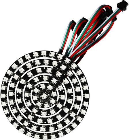 241 المصابيح 9 حلقات WS2812B 5050 RGB LED حلقة ضوء المصباح بشكل فردي عنونة كامل لون الحلم DC5V مع وحدة تحكم صغيرة in Saudi Arabia