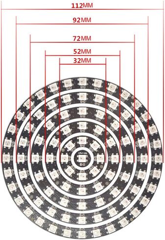 241 المصابيح 9 حلقات WS2812B 5050 RGB LED حلقة ضوء المصباح بشكل فردي عنونة كامل لون الحلم DC5V مع وحدة تحكم صغيرة in Saudi Arabia