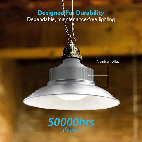 LED Light Bulb with Shade, 60 Watt Equivalent, 5000 Lumens, Daylight White 5000k, 50,000 Hours Lifetime, E26 Standard Base, for Warehouse, Workshop or Garage, ETL Certified in Saudi Arabia