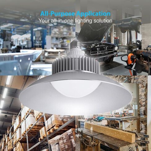 LED Light Bulb with Shade, 60 Watt Equivalent, 5000 Lumens, Daylight White 5000k, 50,000 Hours Lifetime, E26 Standard Base, for Warehouse, Workshop or Garage, ETL Certified in Saudi Arabia