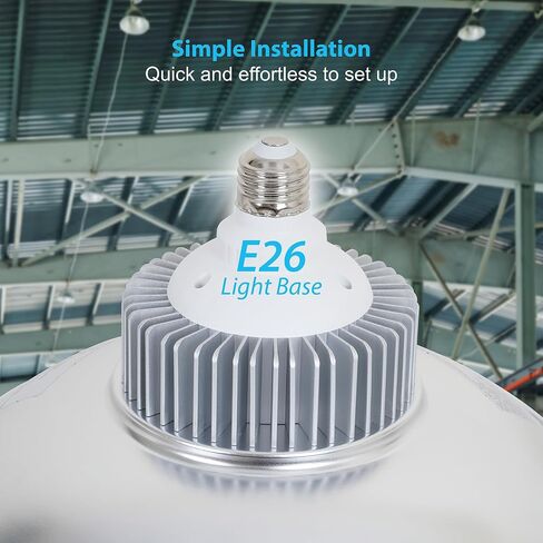 LED Light Bulb with Shade, 60 Watt Equivalent, 5000 Lumens, Daylight White 5000k, 50,000 Hours Lifetime, E26 Standard Base, for Warehouse, Workshop or Garage, ETL Certified in Saudi Arabia