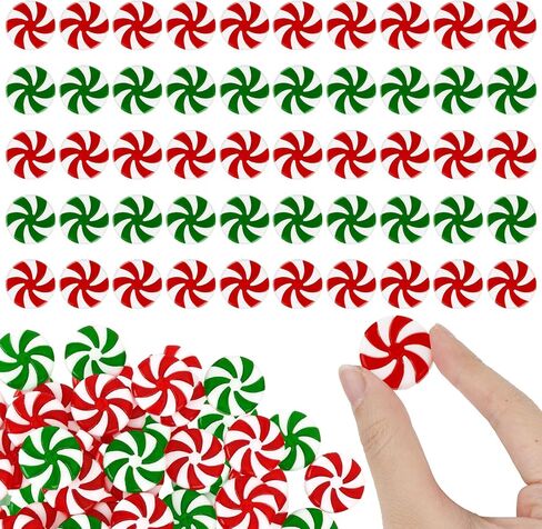 Christmas Ornaments, Candy Ornaments for Christmas Tree, 50 PCS Fake Platic Candy Christmas Decorations, Red and White Candy Cane Hanging Peppermint Ornaments for Christmas Tree Decorations Craft DIY in Saudi Arabia