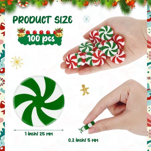 Christmas Ornaments, Candy Ornaments for Christmas Tree, 50 PCS Fake Platic Candy Christmas Decorations, Red and White Candy Cane Hanging Peppermint Ornaments for Christmas Tree Decorations Craft DIY in Saudi Arabia