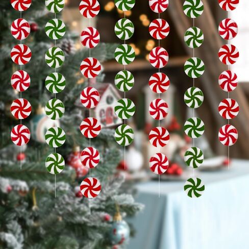 Christmas Ornaments, Candy Ornaments for Christmas Tree, 50 PCS Fake Platic Candy Christmas Decorations, Red and White Candy Cane Hanging Peppermint Ornaments for Christmas Tree Decorations Craft DIY in Saudi Arabia