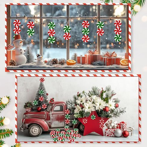 Christmas Ornaments, Candy Ornaments for Christmas Tree, 50 PCS Fake Platic Candy Christmas Decorations, Red and White Candy Cane Hanging Peppermint Ornaments for Christmas Tree Decorations Craft DIY in Saudi Arabia