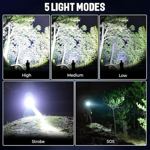 مصباح أمامي LED قابل لإعادة الشحن، 6000 مللي أمبير في الساعة (يشمل البطارية) مصباح رأس عالي السطوع للغاية USB قابل لإعادة الشحن مع 5 أوضاع ومصابيح أمامية مقاومة للماء، قابل للتعديل 90 درجة للبالغين والتخييم في الهواء الطلق والجري والصيد in Kuwait