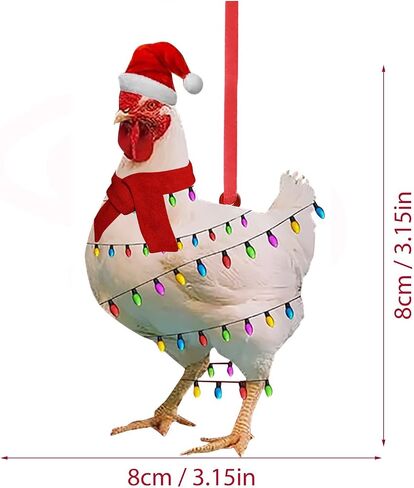 1PC Christmas Chicken Ornament Funny Scarf Chicken Holiday Decoration Chicken Ornaments for Christmas Tree Outdoor Hanging, Easy to Hang Suitable for Christmas (01) in Saudi Arabia