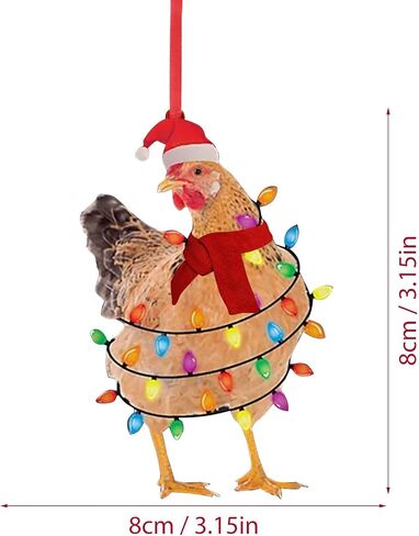 1PC Christmas Chicken Ornament Funny Scarf Chicken Holiday Decoration Chicken Ornaments for Christmas Tree Outdoor Hanging, Easy to Hang Suitable for Christmas (01) in Saudi Arabia