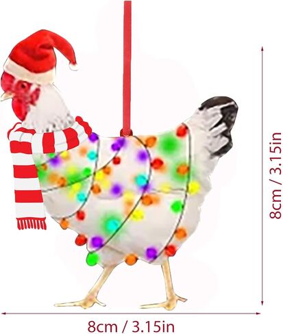 1PC Christmas Chicken Ornament Funny Scarf Chicken Holiday Decoration Chicken Ornaments for Christmas Tree Outdoor Hanging, Easy to Hang Suitable for Christmas (01) in Saudi Arabia