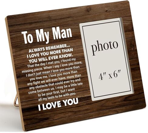 إطار صورة هدية للزوج من Oqtumes، هدية للزوج من الزوجة، هدايا لصديق الزوج، إطار صورة خشبي ريفي إلى My Man مقاس 8 × 10 بوصات، حامل على الحائط وسطح الطاولة - صورة مقاس 4 × 6 بوصات in Kuwait