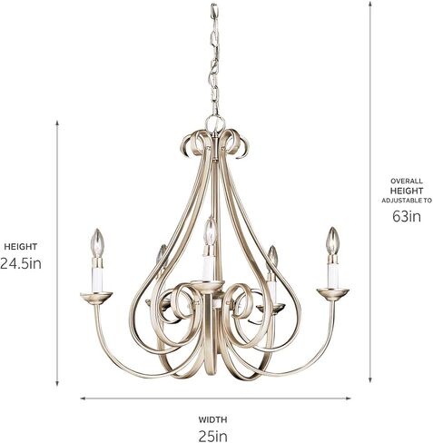Kichler Dover 24.5" 5 Light Chandelier in Brushed Nickel in Kuwait