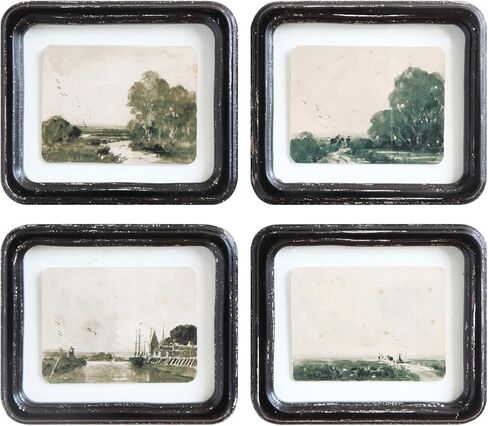Creative Co-Op Wood Framed Wall Décor with Floating Landscape, Multicolor, Set of 4 in Saudi Arabia