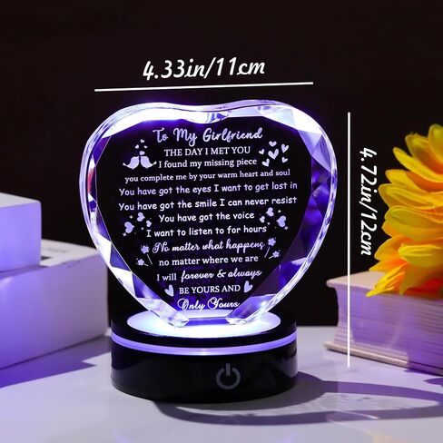 Gifts for Girlfriend Crystal with Light Base Girlfriend Gifts from Boyfriend, I Love My Girlfriend To My Girlfriend Romantic Gifts on Valentine's Day Birthday Christmas in Saudi Arabia