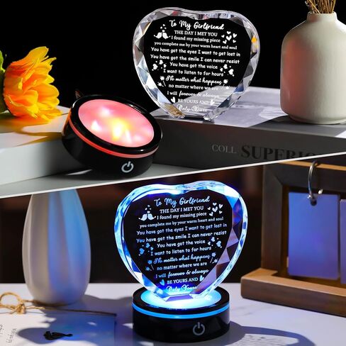 Gifts for Girlfriend Crystal with Light Base Girlfriend Gifts from Boyfriend, I Love My Girlfriend To My Girlfriend Romantic Gifts on Valentine's Day Birthday Christmas in Saudi Arabia