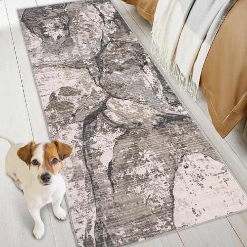 Hallway Runner Rug 2x6 Washable Modern Abstract Area Rugs Non Slip Laundry Rug Runner Distressed Floor Carpet Runners for Hallways Entryway Laundry Room Kitchen Bathroom Rug 2'x6' Grey in Saudi Arabia