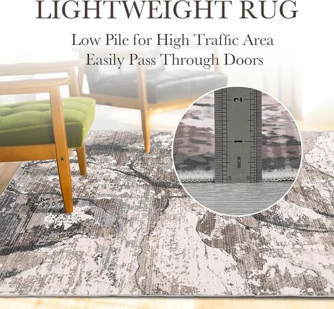 Hallway Runner Rug 2x6 Washable Modern Abstract Area Rugs Non Slip Laundry Rug Runner Distressed Floor Carpet Runners for Hallways Entryway Laundry Room Kitchen Bathroom Rug 2'x6' Grey in Saudi Arabia