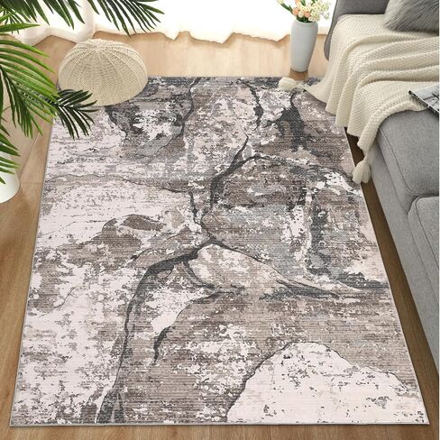 Hallway Runner Rug 2x6 Washable Modern Abstract Area Rugs Non Slip Laundry Rug Runner Distressed Floor Carpet Runners for Hallways Entryway Laundry Room Kitchen Bathroom Rug 2'x6' Grey in Saudi Arabia