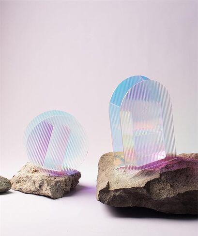 Acrylic Vase, Iridescent Acrylic Ripple Vase, Rainbow Acrylic Vase Minimalist Décor Artistic Vase (Round Shape) in Kuwait