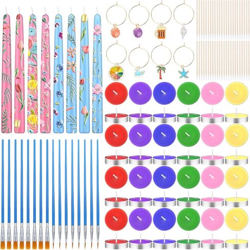 مجموعة طلاء الشموع 122 قطعة من Havawish تتضمن شموع تيلايت ملونة، شموع مستدقة، فرش طلاء، سحر نبيذ الشاطئ للحرف اليدوية، هدايا حفلات أعياد الميلاد وحفلات الزفاف in Kuwait