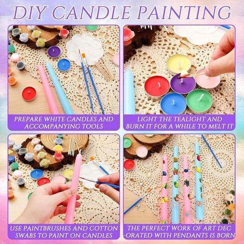 مجموعة طلاء الشموع 122 قطعة من Havawish تتضمن شموع تيلايت ملونة، شموع مستدقة، فرش طلاء، سحر نبيذ الشاطئ للحرف اليدوية، هدايا حفلات أعياد الميلاد وحفلات الزفاف in Kuwait