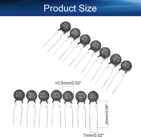 Heyiarbeit NTC Thermistor Resistors 5D-9 3A 5 Ohm Inrush Current Limiting Limiter Thermistor 20Pcs in Kuwait
