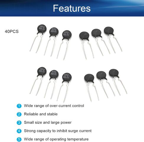 Heyiarbeit NTC Thermistor Resistors 5D-9 3A 5 Ohm Inrush Current Limiting Limiter Thermistor 20Pcs in Kuwait