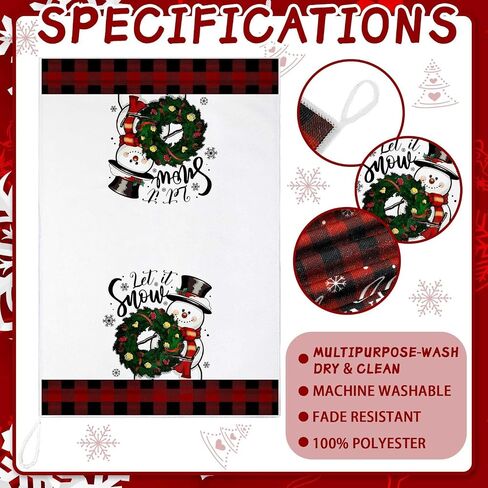 Preboun 6 Pcs Christmas Kitchen Towels Buffalo Check Plaid Dish Towels Winter Hand Towels Farmhouse Tea Towels Housewarming Gifts for Xmas Holiday Home Kitchen Decor in Saudi Arabia