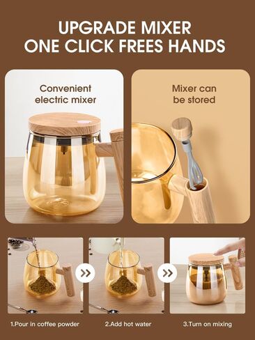 Self Stirring Mug, Electric Mixing Cup Self Stirring Coffee Mug High Borosilicate Glass Mixing Coffee Mug Rotating Home Office Travel Stirring Cup Suitable for Coffee/Milk/Protein Powder in Saudi Arabia