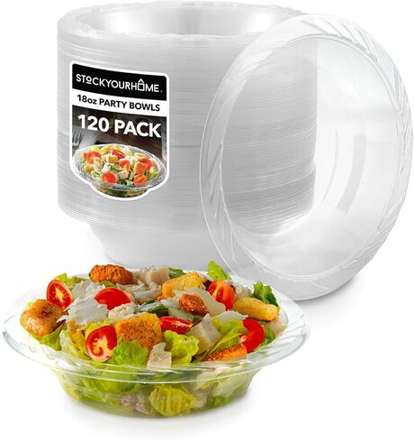 Stock Your Home (120-Count) Elegant 18 oz Clear Plastic Bowls for Parties, Large Disposable Bowl for Fancy Dinner or Cocktail Party, Soup and Salad, Thick and Sturdy in Kuwait