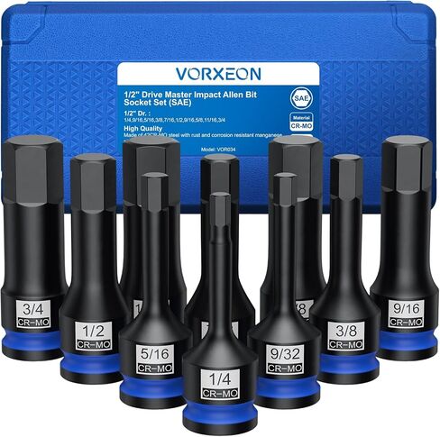 10 قطعة 1/2 "محرك متري تأثير ألين عرافة بت مجموعة مقابس 42CRMO مع حقيبة للتخزين 5 مللي متر 6 مللي متر 8 مللي متر 10 مللي متر 12 مللي متر 14 مللي متر 16 مللي متر 17 مللي متر 18 مللي متر 19 مللي متر in Kuwait